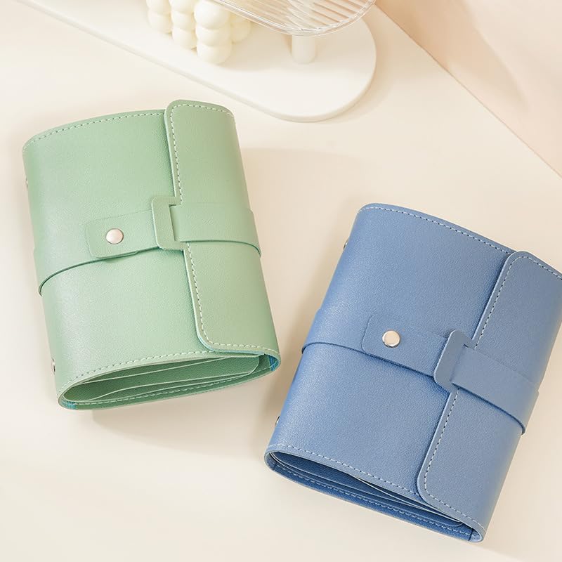 Yiluana Jewelry Organizer, Portable Earring Holder Pu Leather Travel Jewelry Organizer Case with Foldable Book Design for Girls Women (Blue) - Image 3